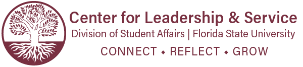 logo of the Center for Leadership & Service, part of the Division of Student Affairs at Florida State University