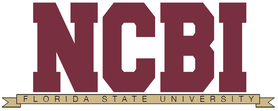 The acronym NCBI over a graphic of a ribbion labeled Florida State University 
