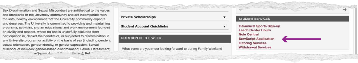 "Breakaway cross section of the legacy myFSU portal"