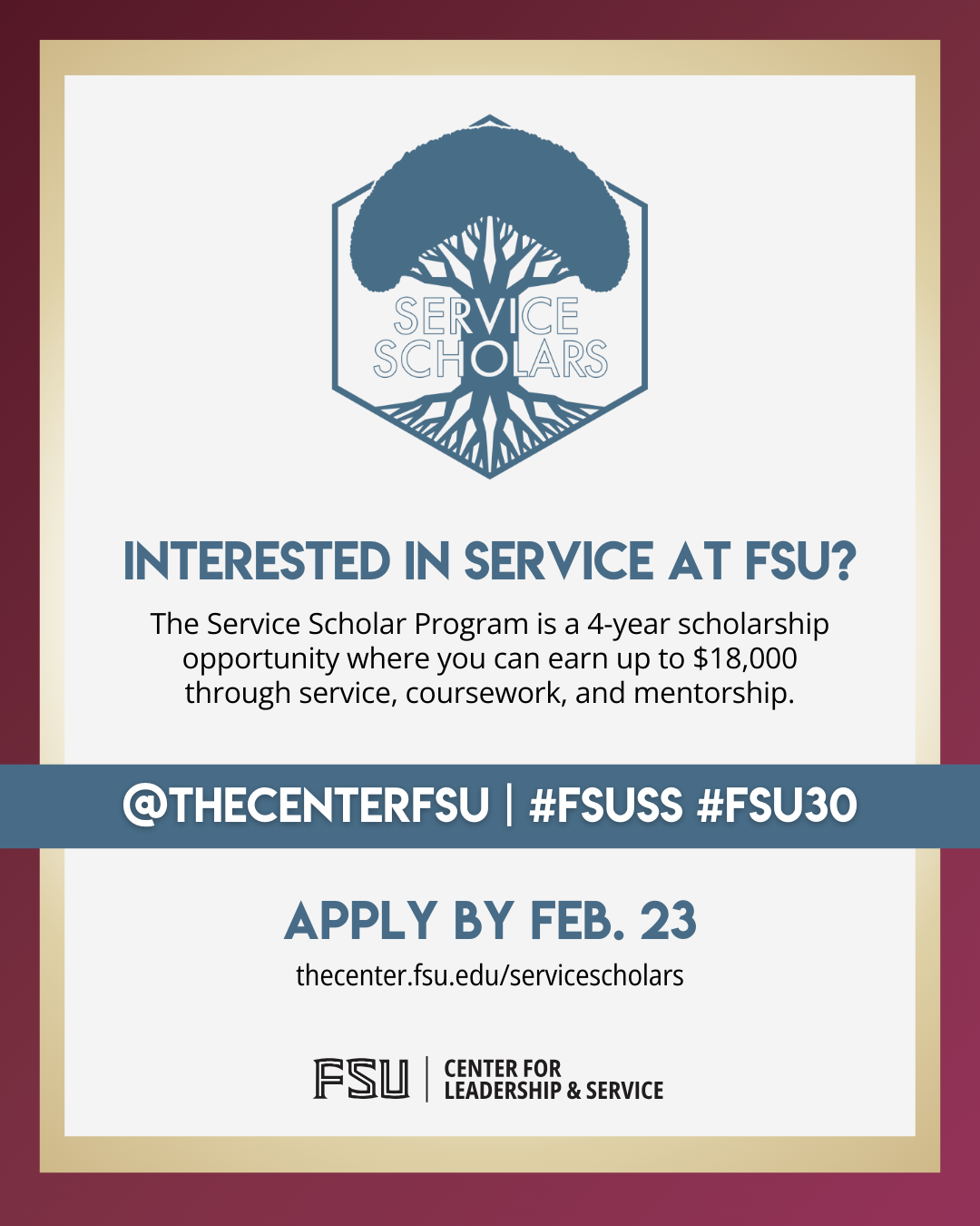 "Downloadable post for Service Scholar applications"