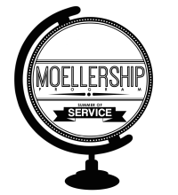 A graphic of a globe with Moellership Program, Summer of Service inside it