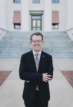FSU student Samuel Appel poses in front of the Florida Capitol, where he served as a spring legislative intern.