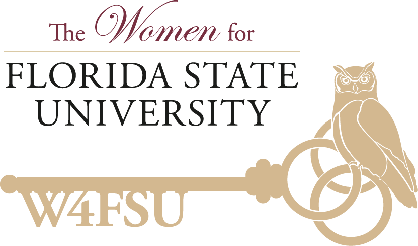 The Women for Florida State University. W4FSU on a key with an owl perched on top