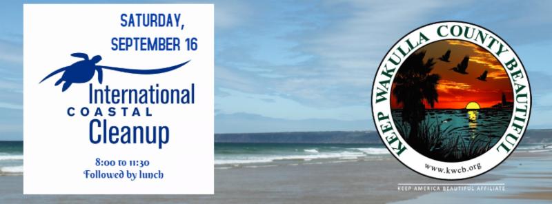 International Coastal Cleanup: Saturday, September 16, 8:00 a.m. - 11:30 a.m.