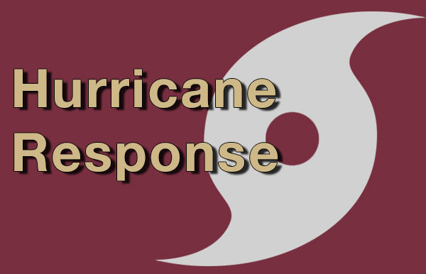 The words Hurricane Response superimposed over a hurricance symbol