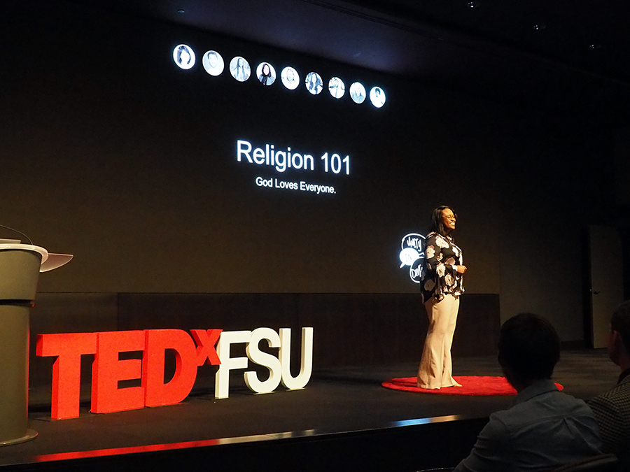 Kai Daniels, a Florida State graduate and former Service Scholar, talks about the intersection of her identities as a member of the LGBTQ community at TEDxFSU on March 23, 2018.