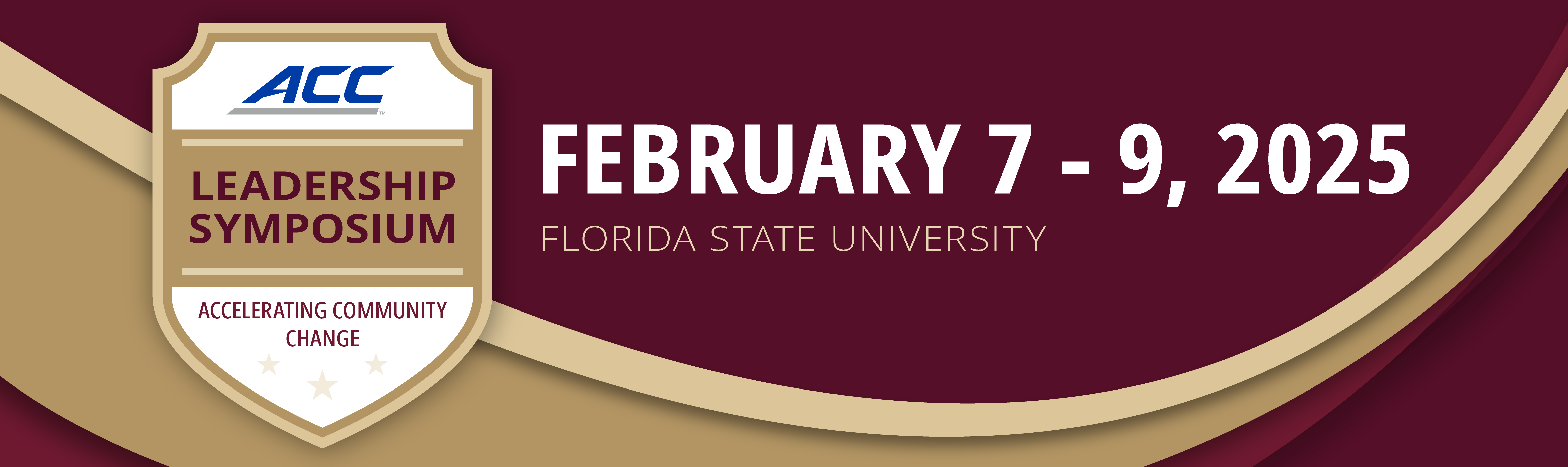 "ACC Leadership Symposium badge logo over a garnet and gold background""