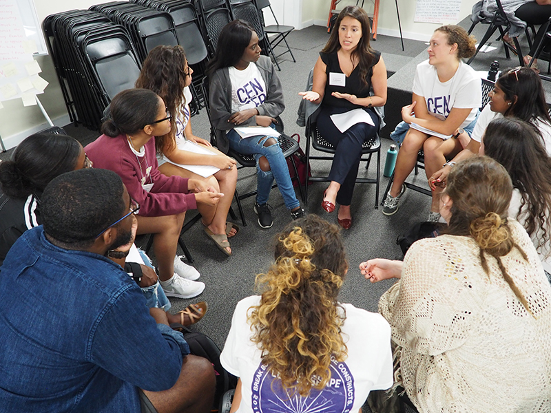 Leadershape participants engaging in a group dialogue.