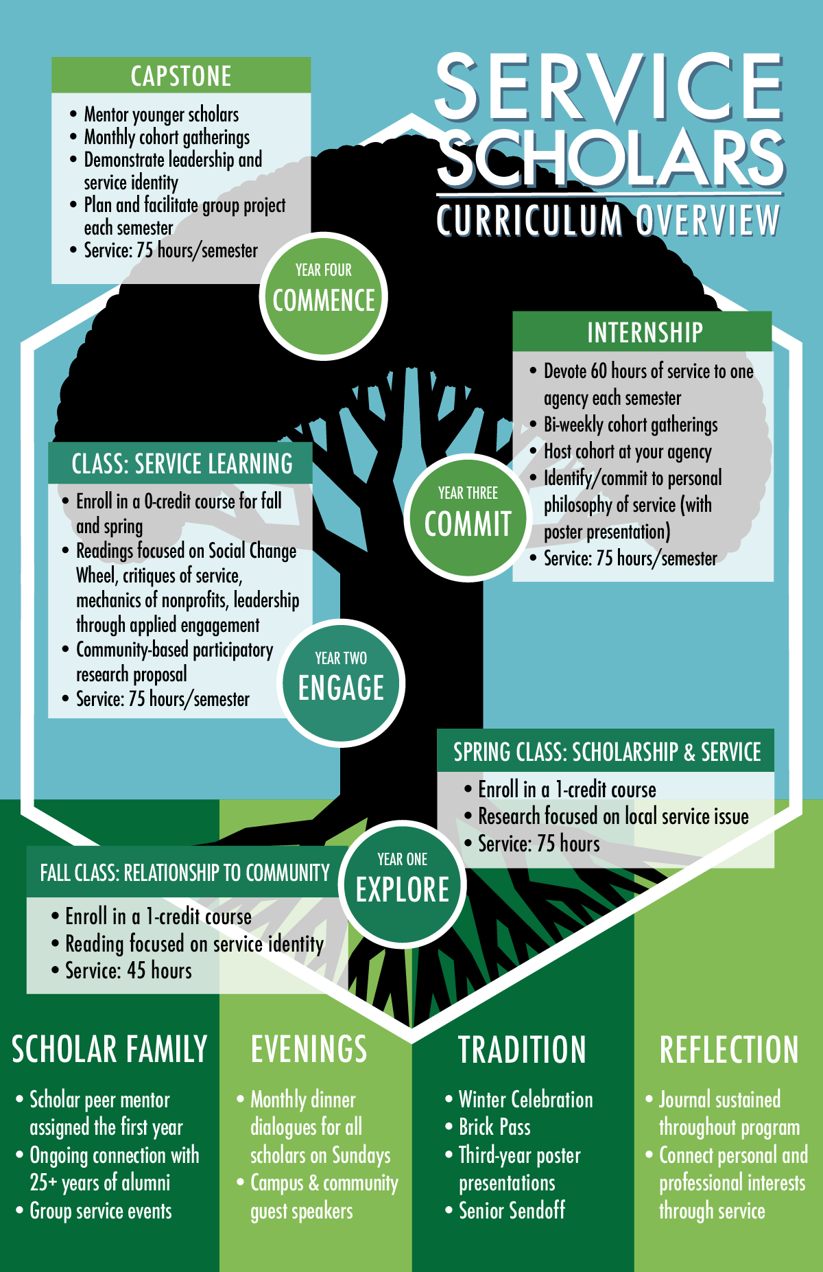 Infographic showing abbreviated curriculum content