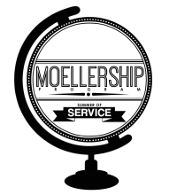 A graphic of a globe with Moellership Program, Summer of Service inside it